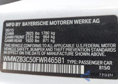 2015 Mini Countryman Cooper z USA, uszkodzony, nr VIN WMWZB3C50FWR46581